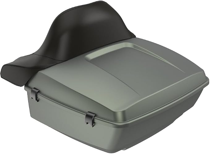 Advanblack Road Glide Tour Trunk Pack Deadwood Green Denim King Tour Trunk Pack Luggage +Wrap-Around Backrest Pad for '97-'25 Harley Touring Road King Street Glide Electra Glide CVO Models