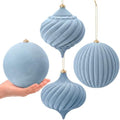 Civaner 4 Pcs Large Velvet Christmas Ball,6 Inch,Dusty Blue