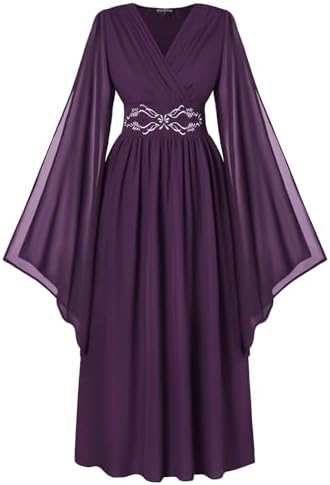 Scarlet Darkness Women's Renaissance Costume V Neck Medieval Fairy Dresses