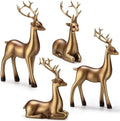 Thyle 4 Pcs Christmas Reindeer Decor Indoor Bronze Resin Deer Figurine