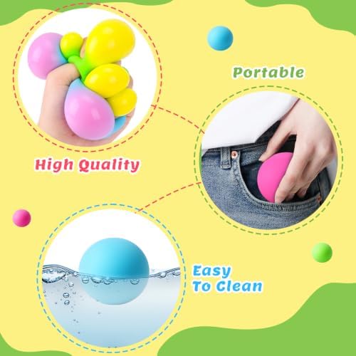 Stress Balls 4 Pack for Adults and Kids, Color Changing Squeeze Toys