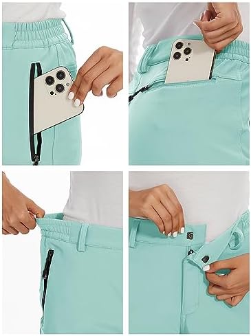 MAGCOMSEN Women's Fleece Lined Waterproof Insulated Snow Ski Pants Winter Warm Hiking Pants Outdoor Softshell