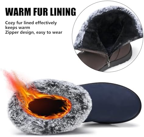 TEMOFON Women Snow Boots Waterproof: Fur Lined Warm Winter Ankle Booties