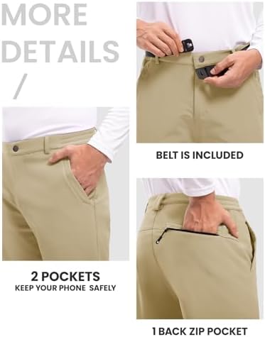TBMPOY Men's Snow Ski Hiking Pants Waterproof Winter Fleece Lined Pants Camping Skiing Ice Fishing Pants with Belt