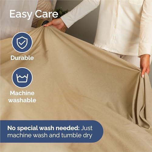 Split King Size 5 Piece Sheet Set - Breathable & Cooling - Heathered Tan