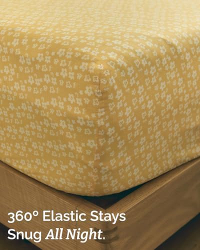 Full 4 Piece Floral Sheet Set - Soft, Breathable & Cooling - Yellow Meadow