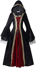 Colorful House Women Hooded Medieval Renaissance Dress Halloween for Adult