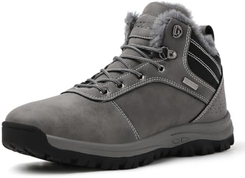 TSIODFO Men's Waterproof Snow Boots Leather Hiking Boot