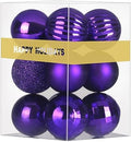 Purple 1.6" Small Christmas Balls Christmas Tree Decoration Ornaments Shatterproof Hanging Balls for Birthday Halloween Holiday Wedding Decorations Set of 12pcs