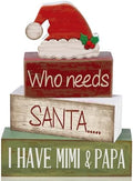 Lineshading 4 Pcs Christmas Table Decorations for Home, Wood Santa Hat Sign