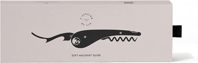 L'Atelier du Vin – Soft Machine Silver – Sommelier Corkscrew in Polished Stainless Steel – Professional Tasting Tool with Foil Cutter and Integrated Bottle Opener