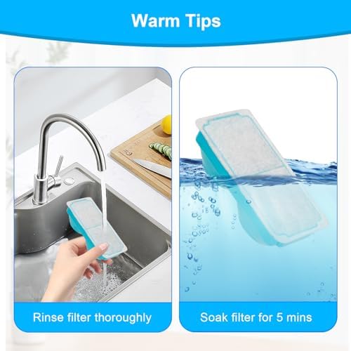 Cat Water Fountain Filter for 108oz/3.2L Wireless Cat Water Fountain,Battery Operated Stainless Steel Pet Fountain(6 Filter + 6 Sponge)