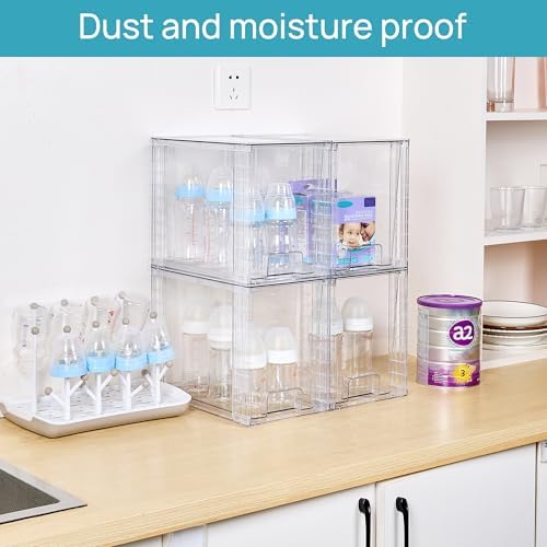 Vtopmart 8 Pack Clear Stackable Storage Drawers,9.7" High Plastic Organizers Bins for Skincare, Bathroom Supplies,Ideal for Cabinet,Undersink,Vanity,Kitchen,Pantry Organization