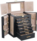 Lolalet Large Jewelry Box, 7-Layer Jewelry Organizer with 6 Drawers -Black
