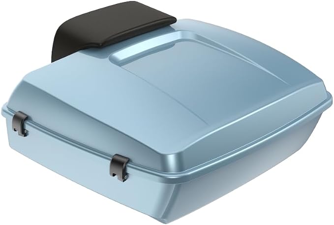 Advanblack Road Glide Tour Trunk Pack Sharkskin Blue Chopped Tour Trunk Pack Backrest Pad for '97-'25 Harley Touring Road King Street Glide Electra Glide CVO models
