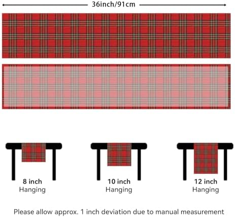 Softalker Christmas Checkered Tartan Table Runner, Red, 13 x 36 Inch