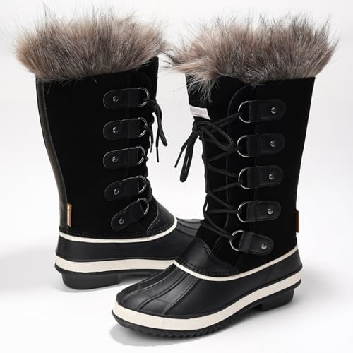 Project Cloud 100% Genuine Leather Waterproof Fur Snow Boots for Women