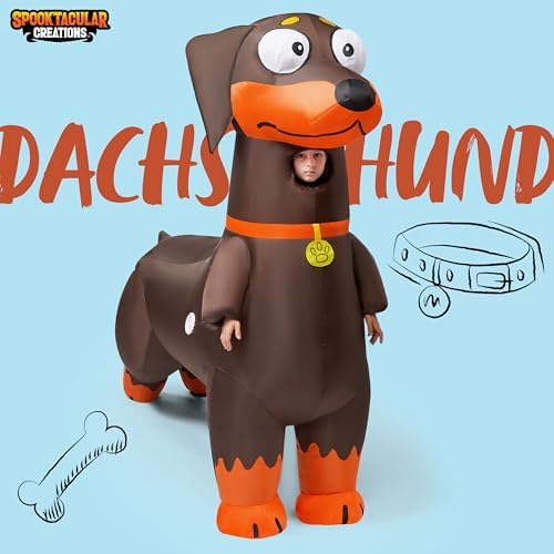 Spooktacular Creations Inflatable Dachshund Costume for Kids, Blow Up Dog Costume, Inflatable Dog Suit for Halloween Party