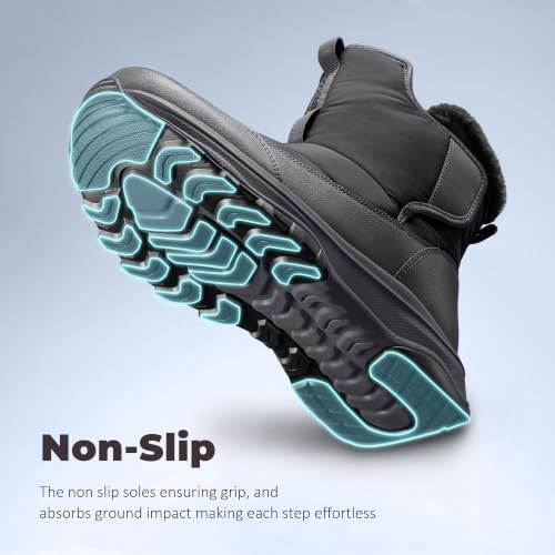Coostar Mens Winter Snow Boots With Waterproof Adjustable Hook & Loop