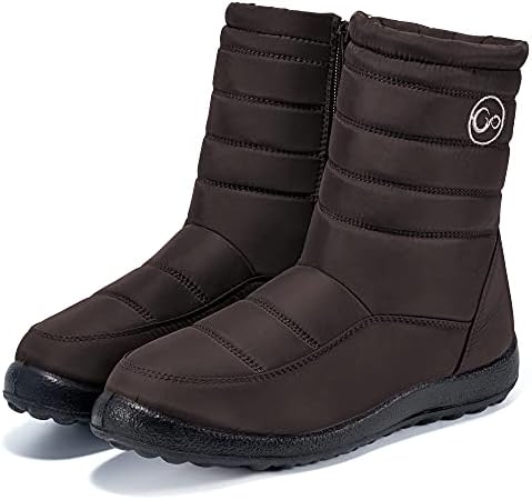 Alicegana Womens Winter Snow Boots for Women Waterproof Warm Fur Lining Mid Calf Boots with Zipper Comfortable Outdoor Shoes