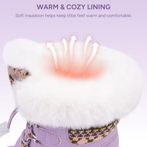 Stelle Girls Snow Boots with Faux Fur Collar Kids Winter Warm Boot