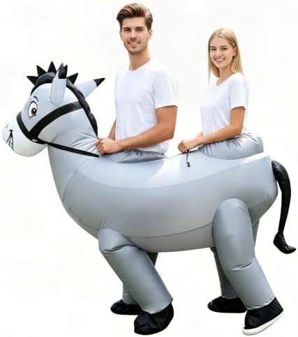 2 Person Donkey Inflatable Costume for Adults Halloween Ride On Outfit