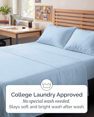 Full XL Sheets - 4 Piece Full XL Sheet Set - Cool & Breathable - Light Blue