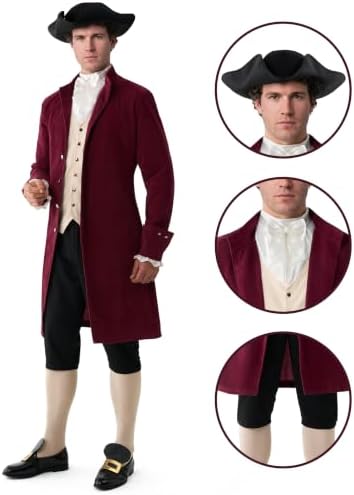 Spooktacular Creations 7pc Halloween Colonial Costume Men, Founding Father Costume for Themed Party
