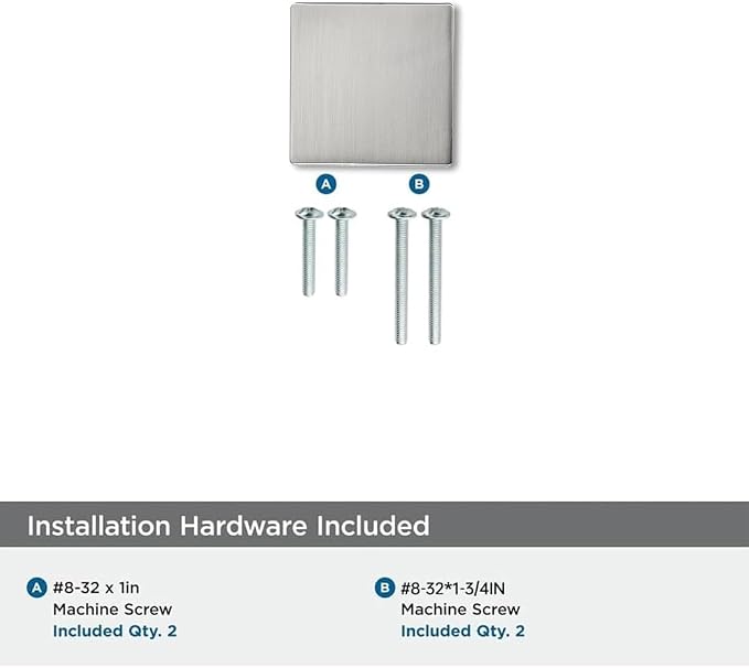 khtumeware 10 Pack Brushed Nickel Cabinet Knobs 1-1/4 inch(32mm) Solid Heavy Duty Square Bi-Fold Door Knob for Kitchen Bathroom and Dressing Table