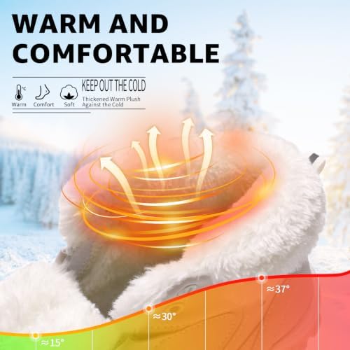 Littleplum Womens Snow Boots - Warm Fur Line Anti Slip Winter Short Boots Comfortable Lace Up Ankle Booties for Outdoor Hiking