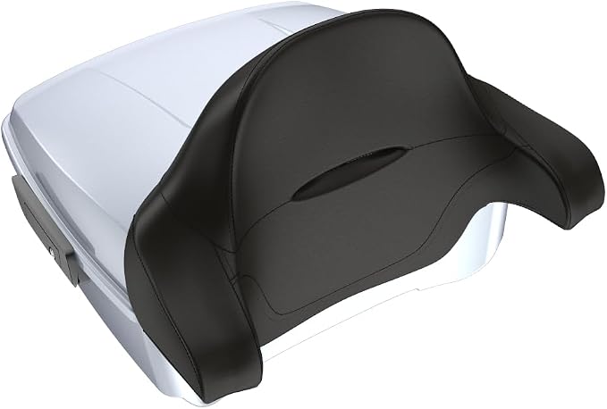 Advanblack Road Glide Tour Trunk Pack Brilliant Silver King Tour Trunk Pack Luggage +Wrap-Around Backrest Pad for '97-'25 Harley Touring Road King Street Glide Electra Glide CVO models