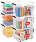Cetomo 60qt Plastic Storage Bin with Wheels, Stackable Storage Bins with Lid, Organizer, Container for Home, Office, Drom, PP, BFA-Free, Nestable, Clear, 60Quart (6 Pack)