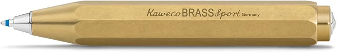 Kaweco BRASS SPORT Ball Pen I Retractable Ballpoint Pen with Standard D1 Refills in a nostalgic Tin Box I Metal Ball Pen 10.5 cm