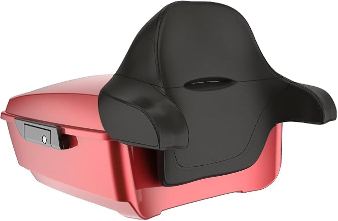 Advanblack Road Glide Tour Trunk Pack Ember Red Sunglo King Tour Trunk Pack Luggage +Wrap-Around Backrest Pad for '97-'25 Harley Touring Road King Street Glide Electra Glide CVO models