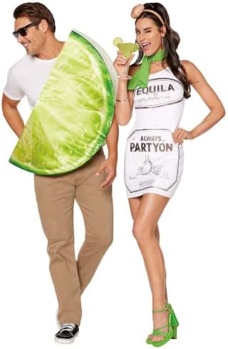 Spirit Halloween Adult Tequila and Lime Couple Costume | Matching Halloween Costumes | Tequila Dress and Lime Slice Outfit