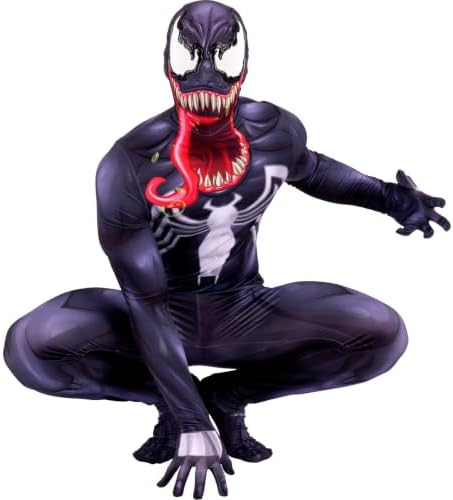 MARVEL Venom Adult Zentai Halloween Costume - Spandex, Invisible Zippers, Wrist Openings