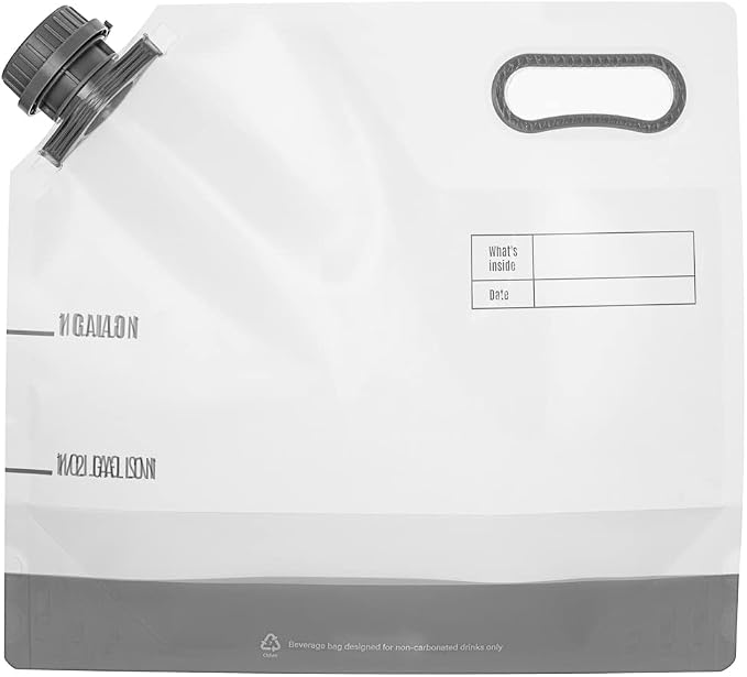 Restaurantware Cater Tek 1 Gallon Water Containers 10 Drink Bags - Collapsible Includes Tamper-Evident Caps Clear Plastic Beverage Bags For Catered Events Camping or Hiking Durable Handle