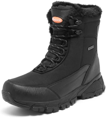 SHULOOK Men's Waterproof Winter Snow Boots: Insulated Warm Lined