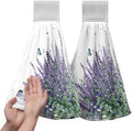Purple Lavender Flower Hand Towels for Bathroom Set of 2 Watercolor Floral Hanging Dish Towels Spring Summer Kitchen Towel with Hanging Loop Fingertip Small Bath Tie Towel for Guest Decor