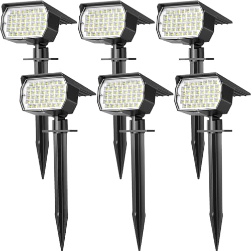 WENATY Solar Spot Lights Outdoor Waterproof Spotlights,6 Pack, Cool White
