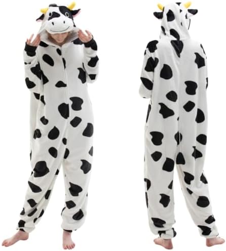 Snug Fit Unisex Adult Onesie Pajamas, Flannel Cosplay Animal One Piece Halloween Costume Sleepwear Homewear