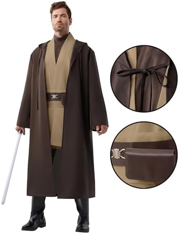 Spooktacular Creations Halloween Mens Tunic Hooded Cloak, Knight Costume Men, Tunic Hooded Robe with Pants for Halloween