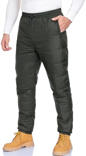 Men's Snow Ski Pants Winter Warm Down Pants Insulated Puffer Trousers