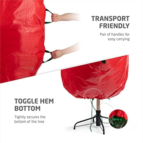 ZOBER Upright Christmas Tree Storage Bag - Fits 9 Ft, Waterproof, Red