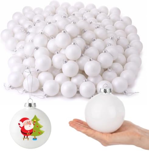 Zubebe 72 Pcs 4 Inch Blank White DIY Christmas Ball Ornaments for Craft