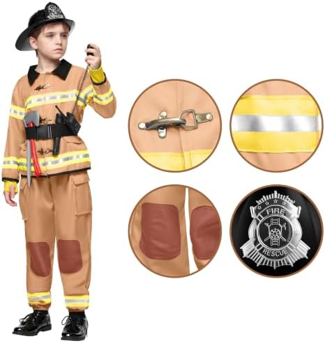 Spooktacular Creations Halloween 14PCS Firefighter Costume for Kids, Boys Fireman Costume with Toys Set for Toddler RolePlay