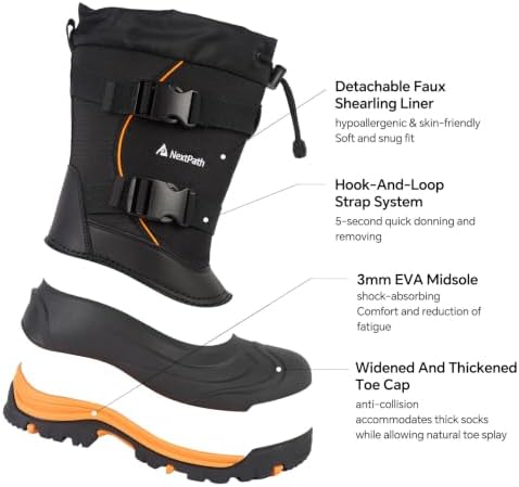 Men's Snow Boots, Waterproof Insulated Winter Boots for Men, -40°F