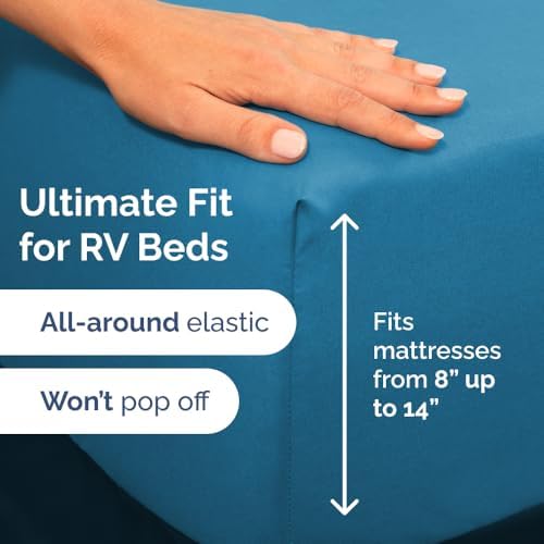 Short Queen Size 4 Piece Bed Sheet Set - RV Short Queen Sheets - Denim Blue