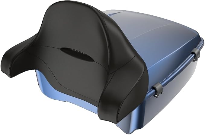 Advanblack Road Glide Tour Trunk Pack Big Blue Pearl King Tour Trunk Pack Luggage +Wrap-Around Backrest Pad for '97-'25 Harley Touring Road King Street Glide Electra Glide CVO models