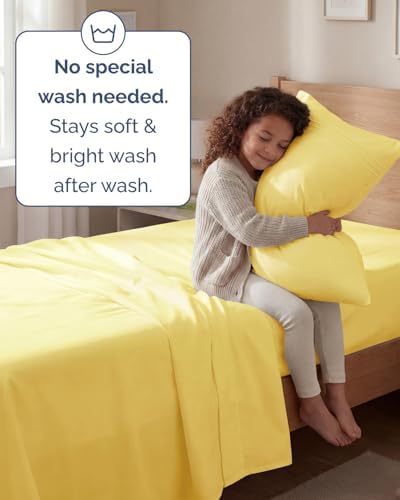 Twin Size 3 Piece Sheet Set - Comfy Breathable & Cooling Sheets - Yellow